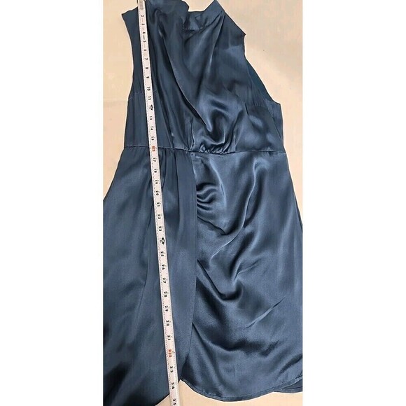 By Anthropologie Mock Neck Drape SILK Dress Blue Women’s Size 10 NWT - Picture 12 of 12